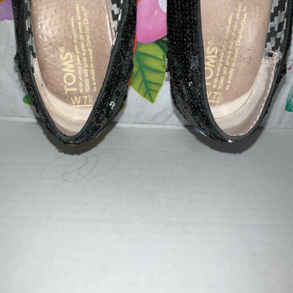 Toms Black Sequined Wedges - Picture 4 of 8